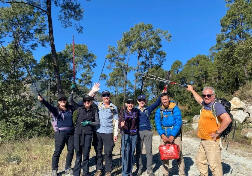 a group of trekkers heading for a luxury trek in nepal