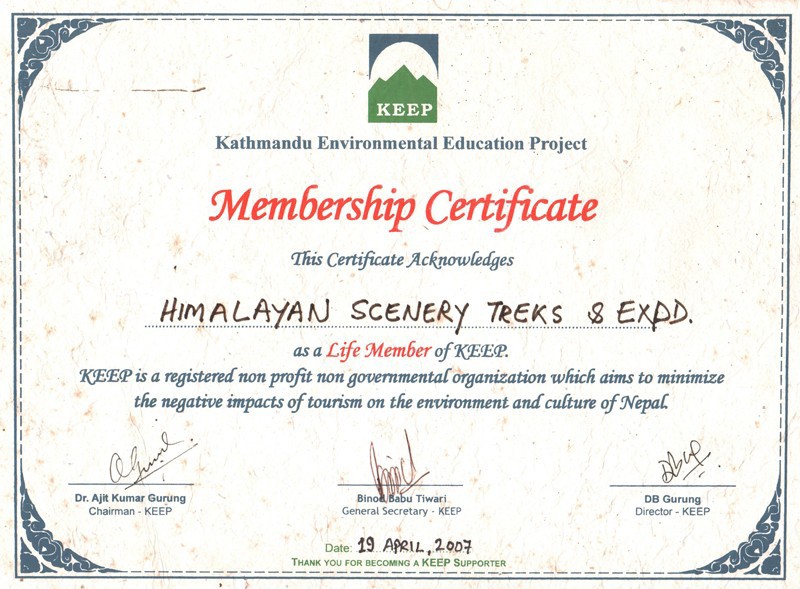 Certificate of KEEP