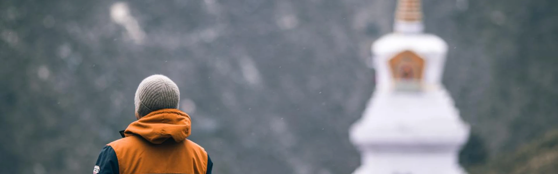 a man near chorten in everest region