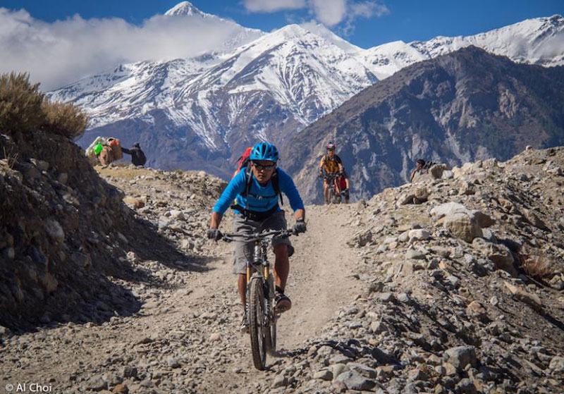 Mountain biking In Himalayas of Nepal