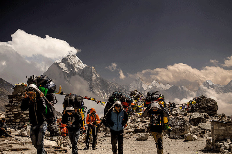 Porters seen during Everest Base Camp Hike