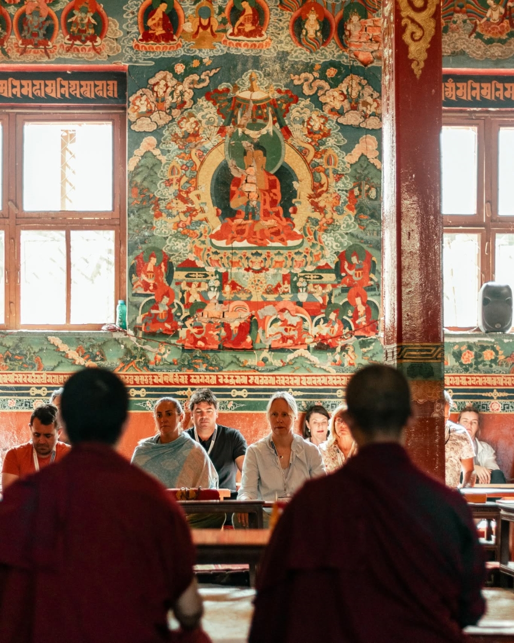 Meditating with monks