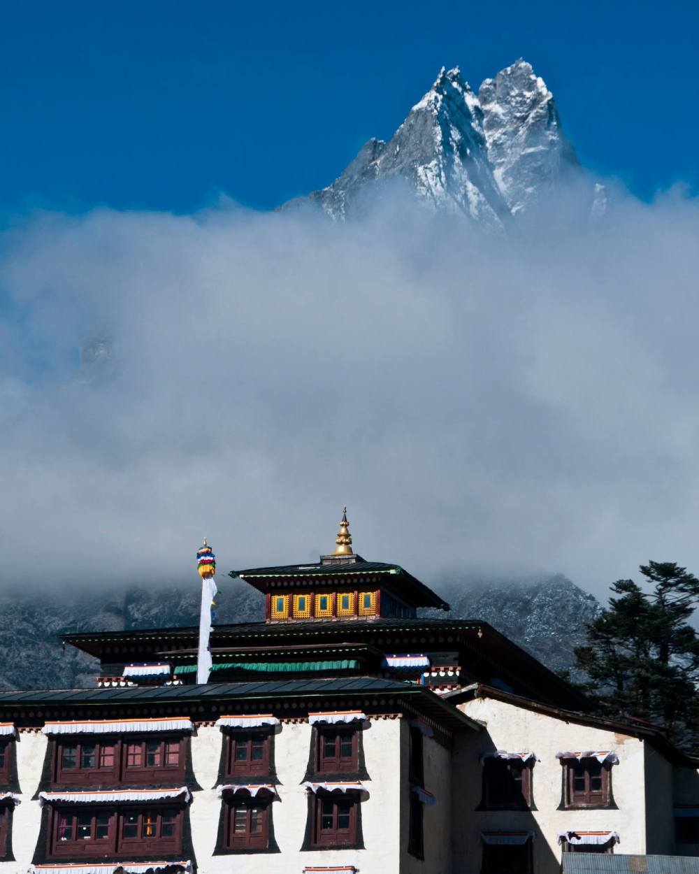 tengboche monastery with a himalayan backdrop in nepal