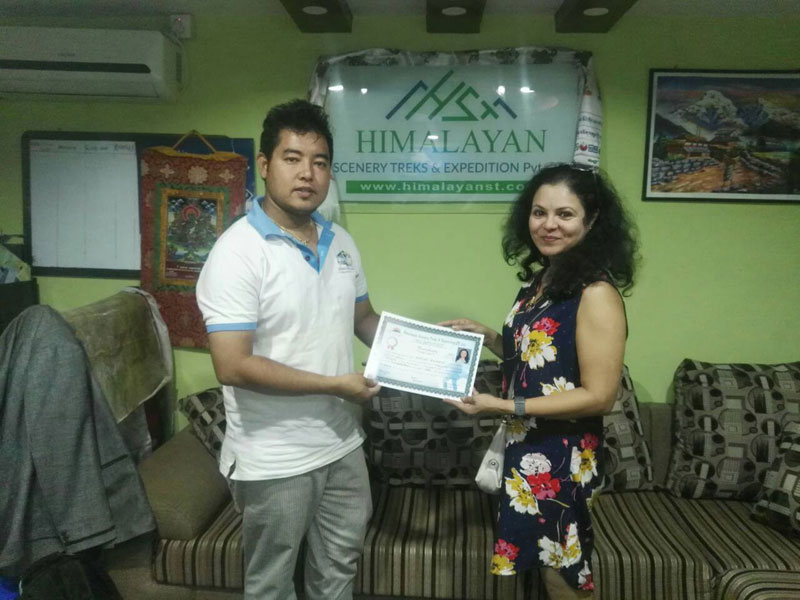 Happy customer of Himalayan Scenery Treks