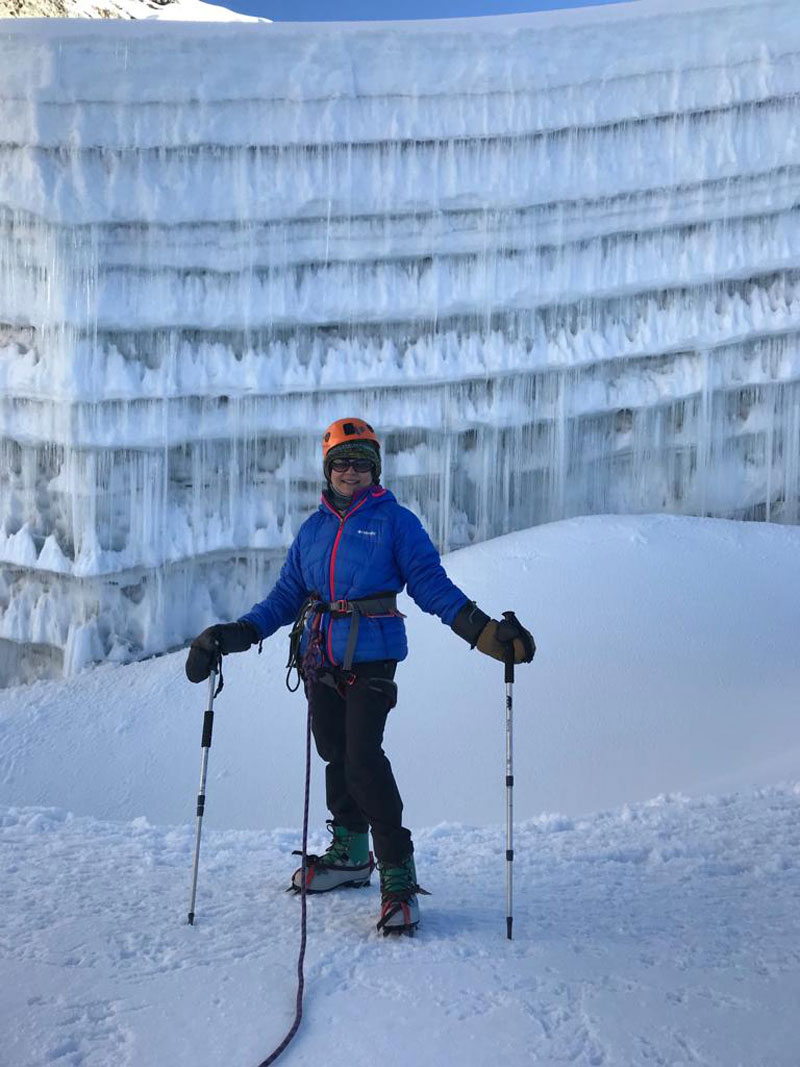 Frozen glacial lake on island Peak