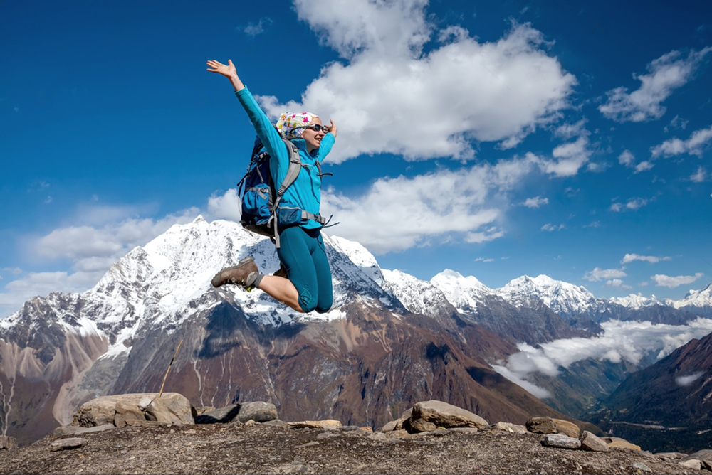 woman having fun in manaslu