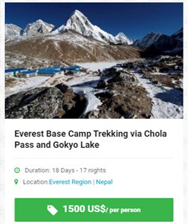 Everest Base Camp Trek Via Chola Pass and Gokyo lake