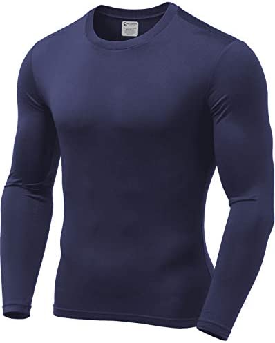A blue men's thermal top (base layer).
