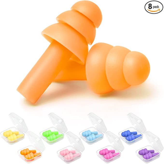 A pair of orange ear plugs.