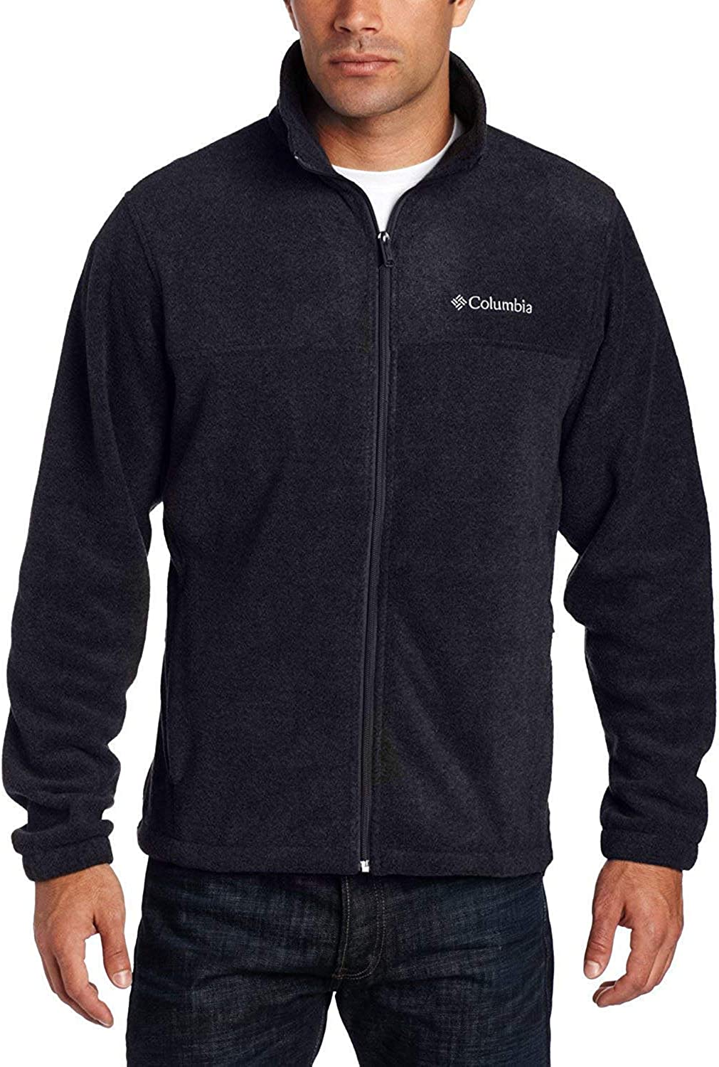 A mid layer fleece jacket for men.