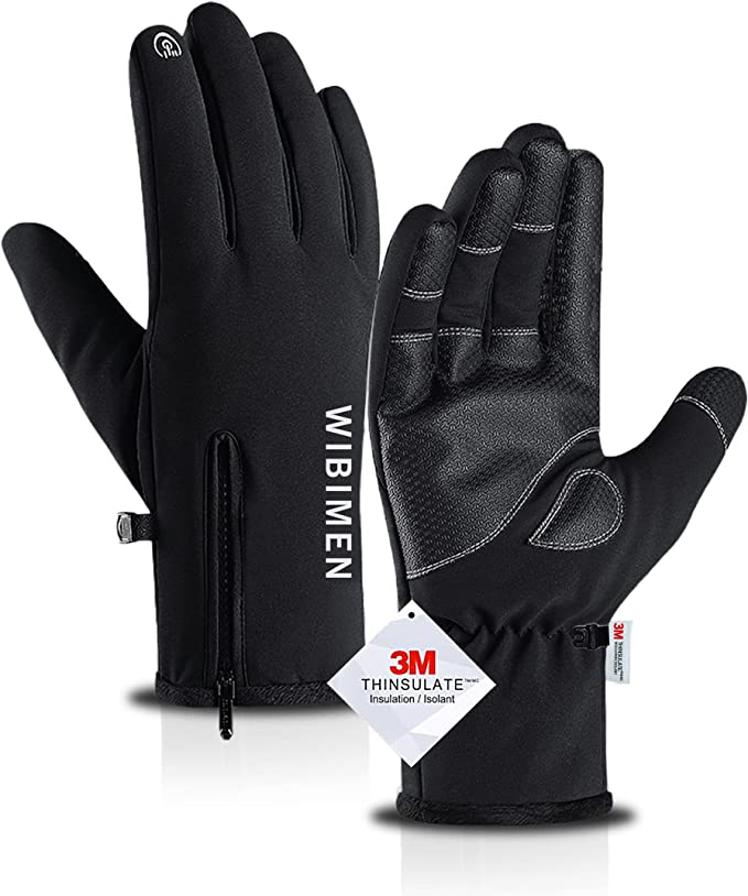 A pair of black waterproof snow gloves