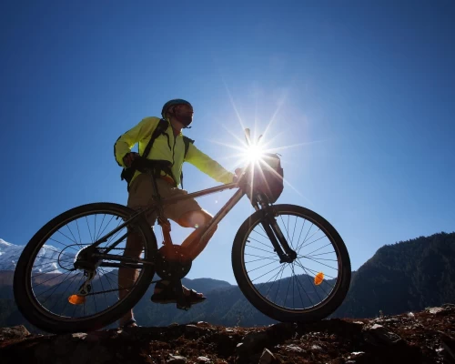 A Bikers Looks At His Route Ahead