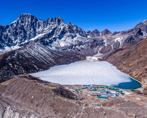 Frozen Lake In Gokyo Region