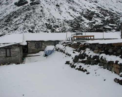 Guesthouse Covered In Snow In Annapurna Base Camp