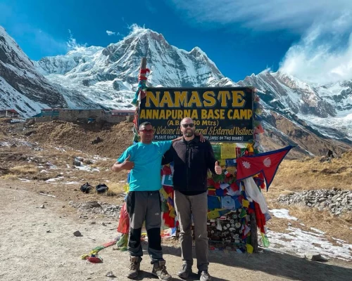 Guide And Trekker At Abc