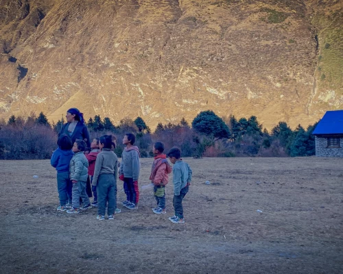 Students Of Samagaon School With Their Teacher