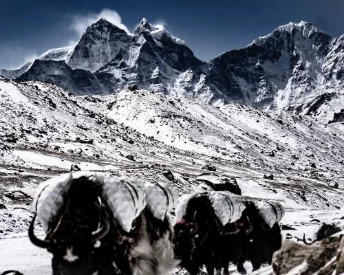 Three Peaks Seen From Kalapatthar