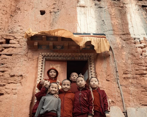 Young Monks In Kagbeni Monastery